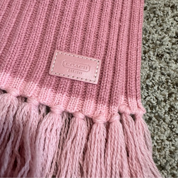 Coach Ribbed Scarf with Fringe- Wool/Angora/Cashmere Blend - Picture 4 of 4